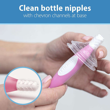 Dr Brown's Baby Bottle Cleaning Brush Pink Bottle Cleaner with Teat Cleaner 2 Pk