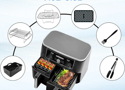 Dual Air Fryer Accessories 6Pcs Set With Racks Compatible Ninja Foodi and Others