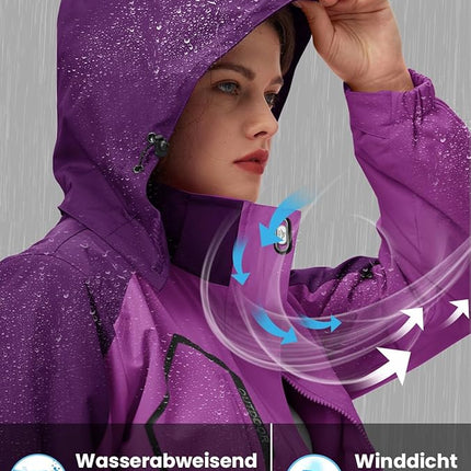 Women's Winter Ski Coat Jacket 3-in-1  Waterproof, Windproof, Warm, Purple Size S