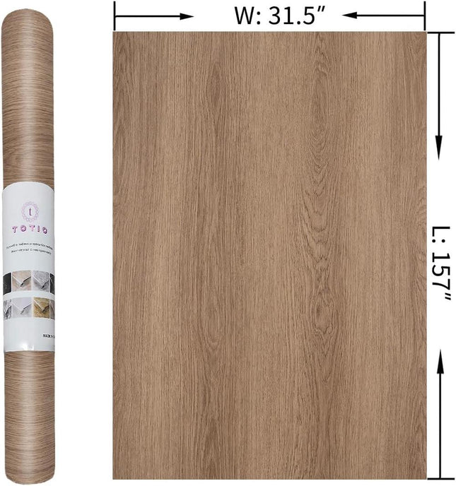 Wood Effect Wallpaper Self Adhesive Vinyl Matte Waterproof 31.5x157in TOTIO