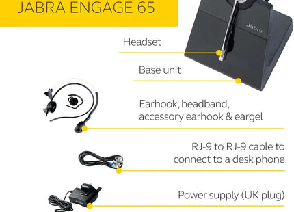 Jabra Engage 65 Convertible DECT Wireless Headset Noise Cancelling 13 Hr Battery