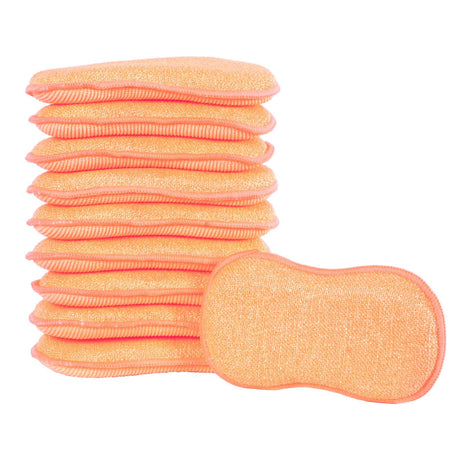 10 Pack of Micro-Pro Duo Action Antibacterial Cleaning Pads Microfibre Cloths Sponge Scourers Dusters For Home Kitchen Bathroom Shower Scrubbing