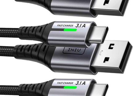 INIU 5 Pack USB C Cables 3.1A Type C 2m+2m+1m+1m+0.5 For Samsung iPhone 15/16/17
