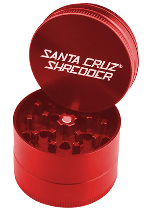 Santa Cruz Shredder Metal Herb Grinder Knurled Top for Stronger Grip 3-Piece Medium 2.2" (Red)