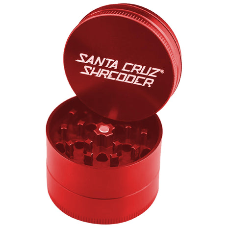 Santa Cruz Shredder Metal Herb Grinder Knurled Top for Stronger Grip 3-Piece Medium 2.2" (Red)