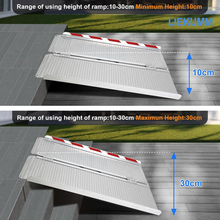Wheelchair Ramp Folding 121x77cm Aluminium 300kg Capacity Portable LIEKUMM