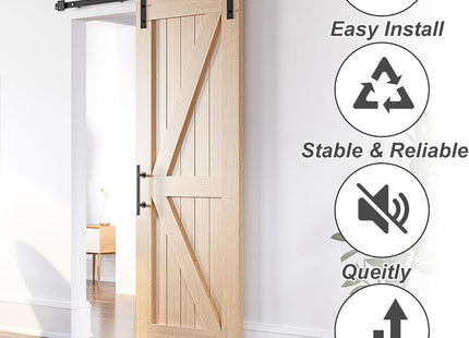 Sliding Barn Door Kit 6.6FT Heavy Duty Single Wood Door Track Black SANKEYTEW