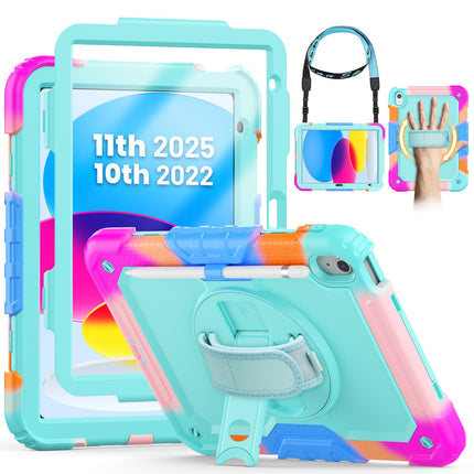 SEYMCY Kids Case for iPad (A16) 11th/10th Generation 2025 (11 inch)/2022 (10.9 inch), Full-body Shockproof with Screen Protector, Rotating Stand &