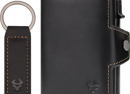 HUMERPAUL Folding Leather Smart Card Wallet Coin Pocket RFID Blocking & Keyring