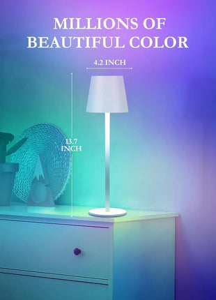 Cordless LED Table Lamp Rechargeable RGB Light Touch Dimmable IP54 White 2 Pack