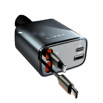 LISEN 84W Retractable USB C Car Charger for iPhone Samsung iPad Fast Charge