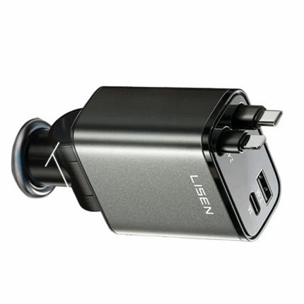 LISEN 84W Retractable USB C Car Charger for iPhone Samsung iPad Fast Charge