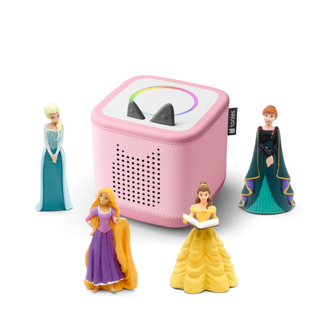tonies Toniebox 2 Bundle Incl. 4 Tonies: Disney Frozen Elsa, Disney Frozen 2 Anna, Disney Beauty and the Beast, Disney Tangled, Cloud Pink