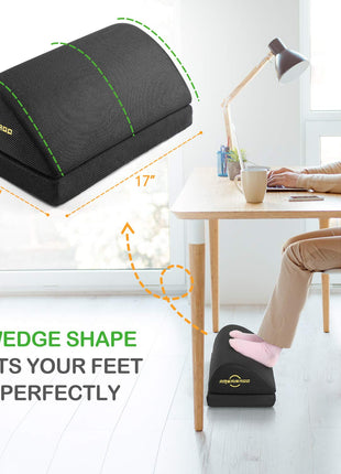 AMERIERGO Foot Rest for Under Desk at Work, Under Desk Footrest with Memory Foam, 2 Adjustable Heights Ergonomic Footrest for Office Chair & Gaming