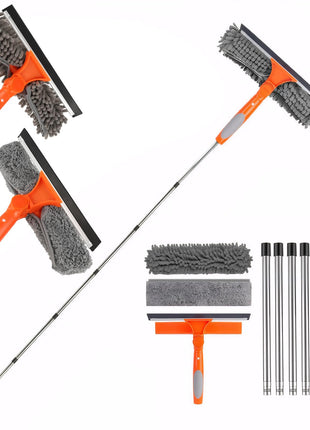 106inch(2.6M )Window Squeegee Cleaning Equipment Kit with Long Handle - 2 in 1 Extendable Window Cleaning Pole, 180? Rotatable Telescopic Window