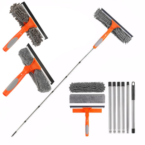 106inch(2.6M )Window Squeegee Cleaning Equipment Kit with Long Handle - 2 in 1 Extendable Window Cleaning Pole, 180? Rotatable Telescopic Window