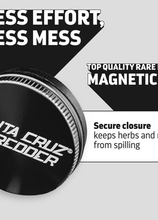 Santa Cruz Shredder Metal Herb Grinder Knurled Top for Stronger Grip 2-Piece 2.7" (Black)