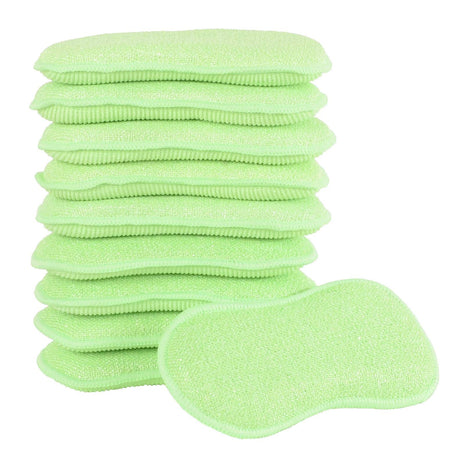 10 Pack of Micro-Pro Duo Action Antibacterial Cleaning Pads Microfibre Cloth Sponge Scourers Dusters For Home Kitchen Bathroom Shower Scrubbing
