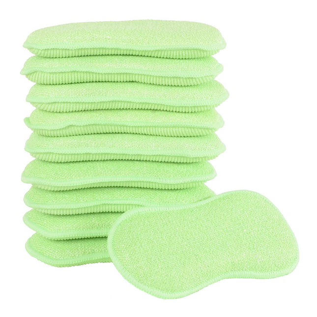 10 Pack of Micro-Pro Duo Action Antibacterial Cleaning Pads Microfibre Cloth Sponge Scourers Dusters For Home Kitchen Bathroom Shower Scrubbing