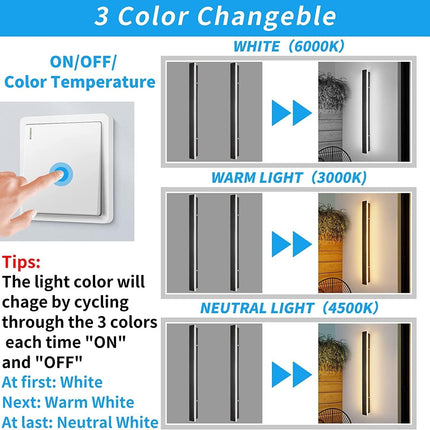 LED Outdoor Wall Light 80cm 3 Color 3000K 4500K 6000K Rainproof Mikeru