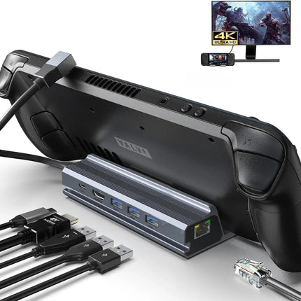 Steam Docking Station 6 in 1 USB C HDMI 2.0 4K@60Hz Ethernet USB A 3.0 and USB C
