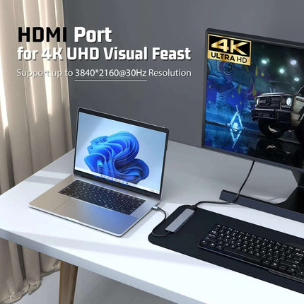 7 in 1 USB C Docking Station with 4K HDMI 100W PD 2 USB-A 3.0 USB-C 3.0 SD/TF