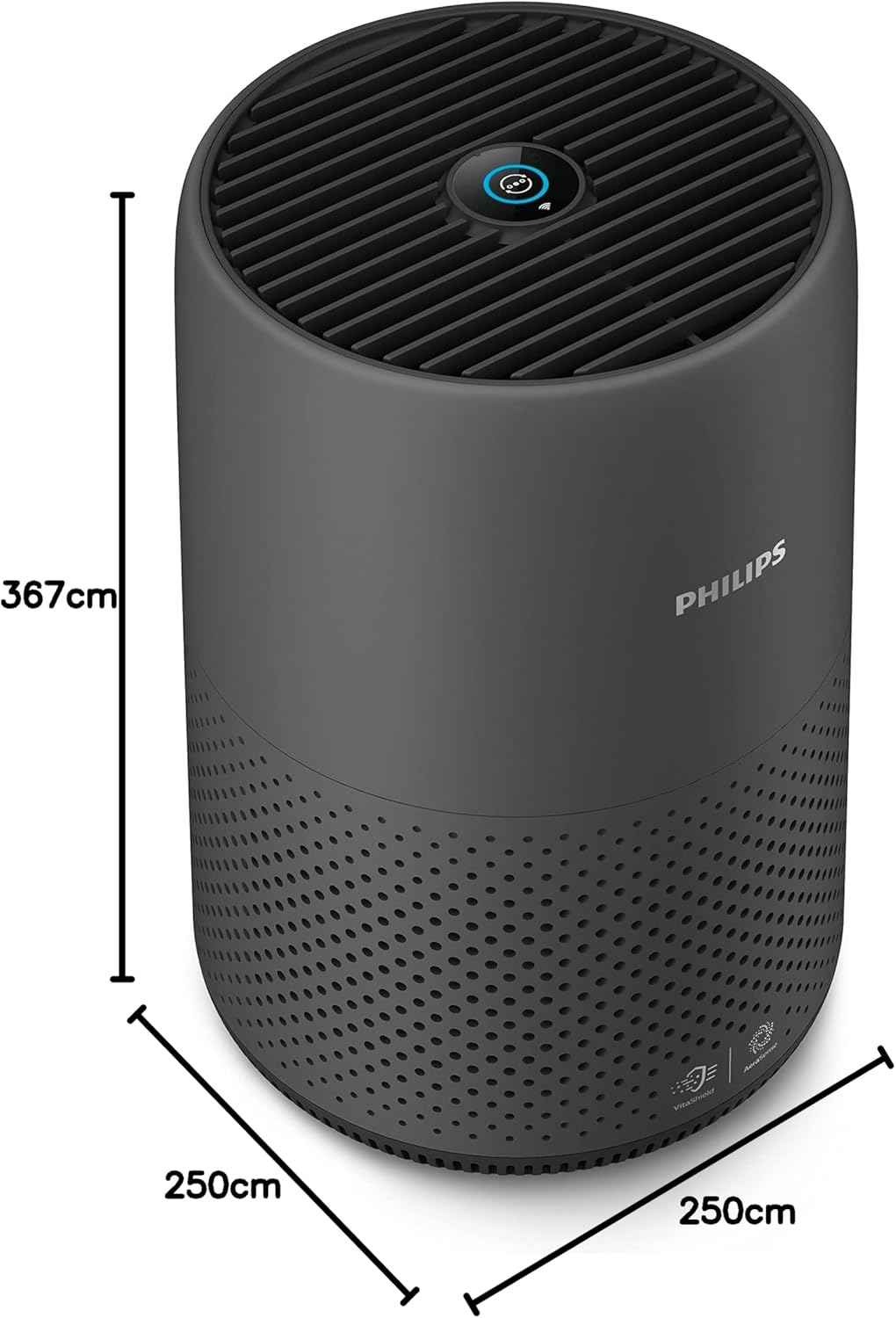 Philips 800i Series Compact Air Purifier, 49m2, HEPA & Activer Carbon Filter, Removes Up To 99,5% Of The Particles & Aerosols From The Air*(1), Connected with Air+ App, Dark Grey (AC0850/31)