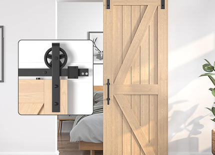 Sliding Barn Door Kit 6.6FT Heavy Duty Single Wood Door Track Black SANKEYTEW
