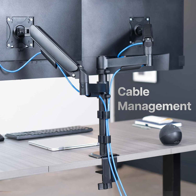 Dual Monitor Arm 17-32 Inch Pneumatic Heavy Duty VESA VIVO Desk Mount