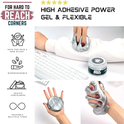 Reusable Luxury Dry Silver Cleaning Gel for Car Interior Keyboard or Laptop
