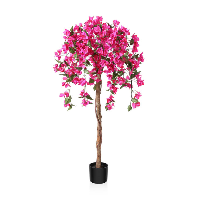 Fopamtri Artificial Plants Bougainvillea Tree 120 cm Artificial Blossom Tree, Fake Plants in Pot Large Pink Artificial Tree with Flowers for Home