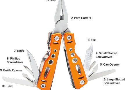 Milestone Compact Multi Function Camping Tool - Orange, 6.8 x 3.1 x 1.4 cm