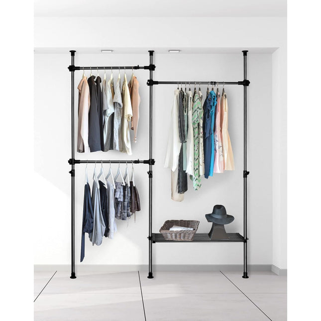 QWORK Heavy Duty Clothes Storage System, 50kg Capacity Rack for Dorms & Bedrooms