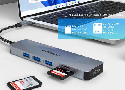 6 in 1 Docking Station USB C Adapter with 4K HDMI USB 3.0 5Gpbs SD&TF Card Slot