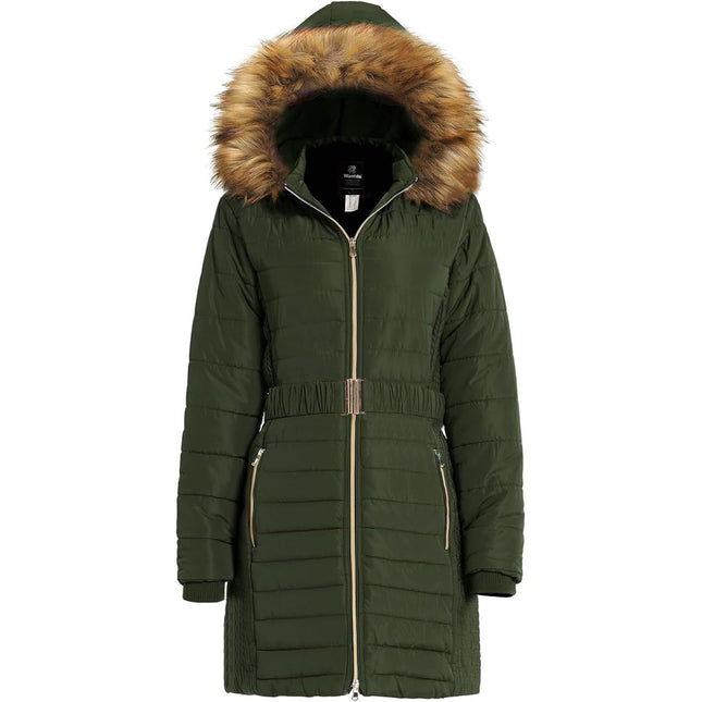 Wantdo Women's Long Winter Puffer Coat Waterproof Jackets Army Green