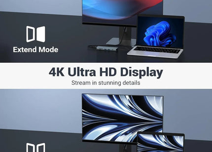 USB C Docking Station 9-in-1 with HDMI 4K SD/TF Slots USB for Mac Windows Linux