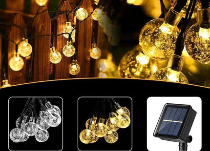 60 LED Solar Globe String Lights Warm White Outdoor Garden Waterproof 11m 8 Mode