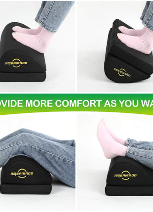 AMERIERGO Foot Rest for Under Desk at Work, Under Desk Footrest with Memory Foam, 2 Adjustable Heights Ergonomic Footrest for Office Chair & Gaming