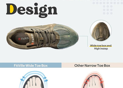 UK 12 FitVille Mens Extra Wide Fit Trainers Running Flat Feet Plantar Fasciitis