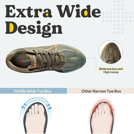 UK 12 FitVille Mens Extra Wide Fit Trainers Running Flat Feet Plantar Fasciitis