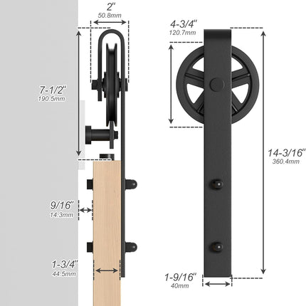 Sliding Barn Door Kit 6.6FT Heavy Duty Big Wheel Black Track 5 Splice SANKEYTEW