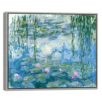 Wieco Art Framed Wall Art Water Lilies by Claude Monet Canvas Print Paintings Reproduction Modern Canvas Wall Art for Home and Office Decoration
