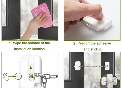 Child Window Locks Adjustable Restrictor for Windows and Doors White 2 Pack PET