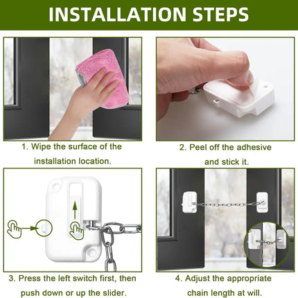 Child Window Locks Adjustable Window Restrictors for Windows Doors 2 Pack