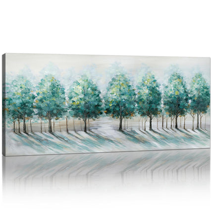 Large Framed Canvas Wall Art 120x50cm Green Trees Landscape Painting FajerminArt