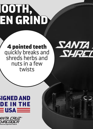 Santa Cruz Shredder Metal Herb Grinder Knurled Top for Stronger Grip 2-Piece 2.7" (Black)