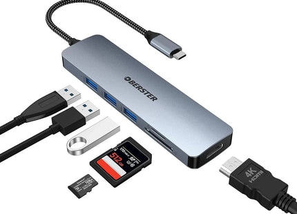 OBERSTER USB C Hub 6 in 1 USB C Adapter for Mac Windows Dual Display HDMI Type