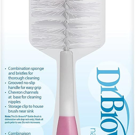 Dr Brown's Baby Bottle Cleaning Brush Pink Bottle Cleaner with Teat Cleaner 2 Pk