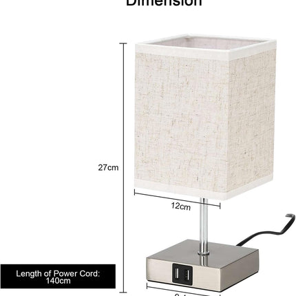 Lightess 2x Touch Bedside Lamps with USB, Dimmable, E14 Bulbs Included – White