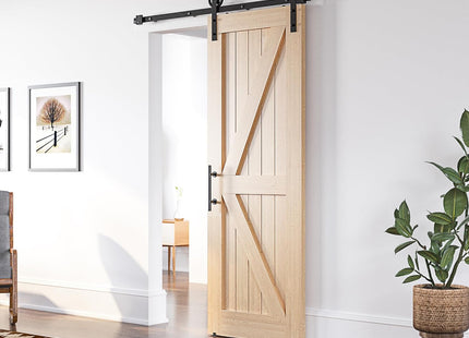 Sliding Barn Door Kit 6.6FT Heavy Duty Single Wood Door Track Black SANKEYTEW